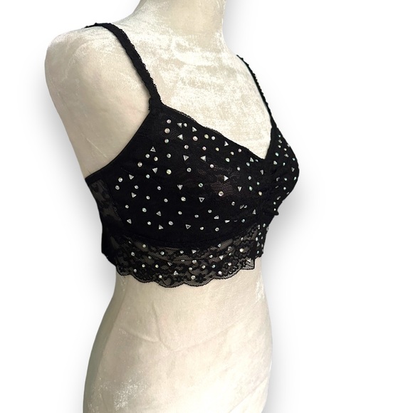 ✨Limited Edition✨ Victoria’s Secret PINK 💎Rhinestone Black Lace Bralette - Picture 4 of 8